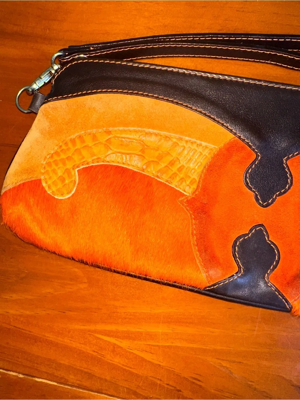 Claudia Firenze Leather and Cowhide Patchwork Clutch